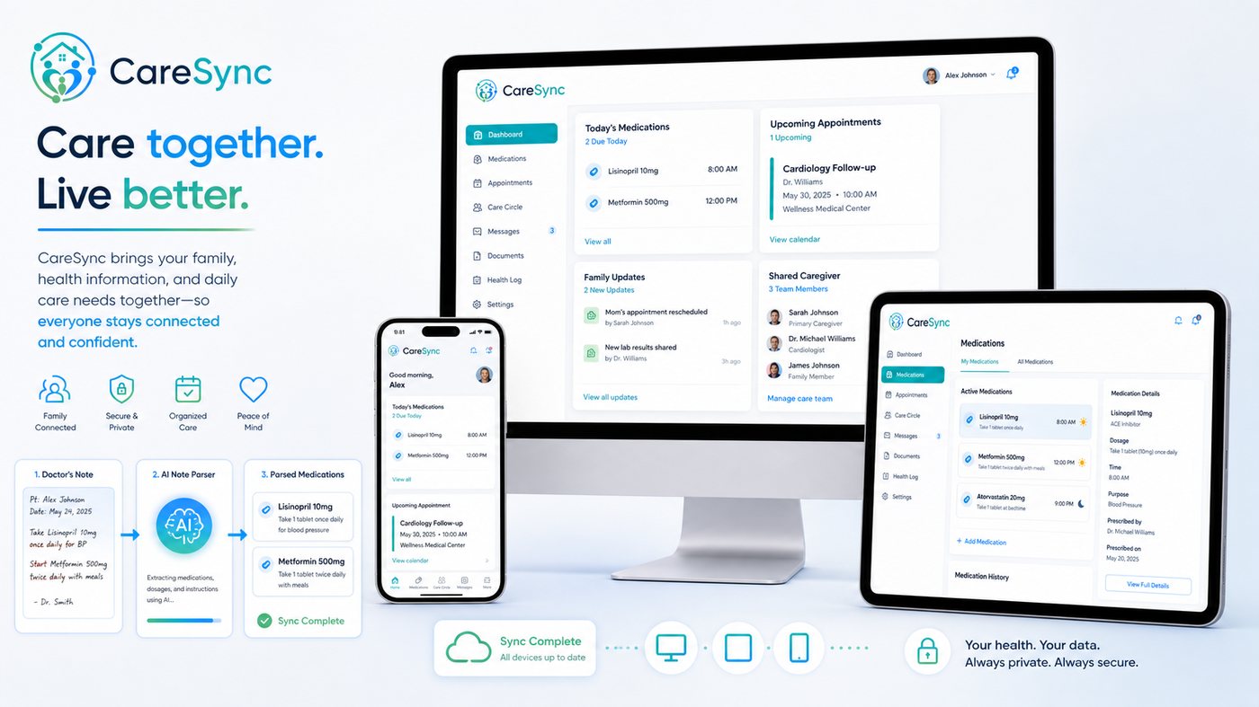 CareSync shared family calendar