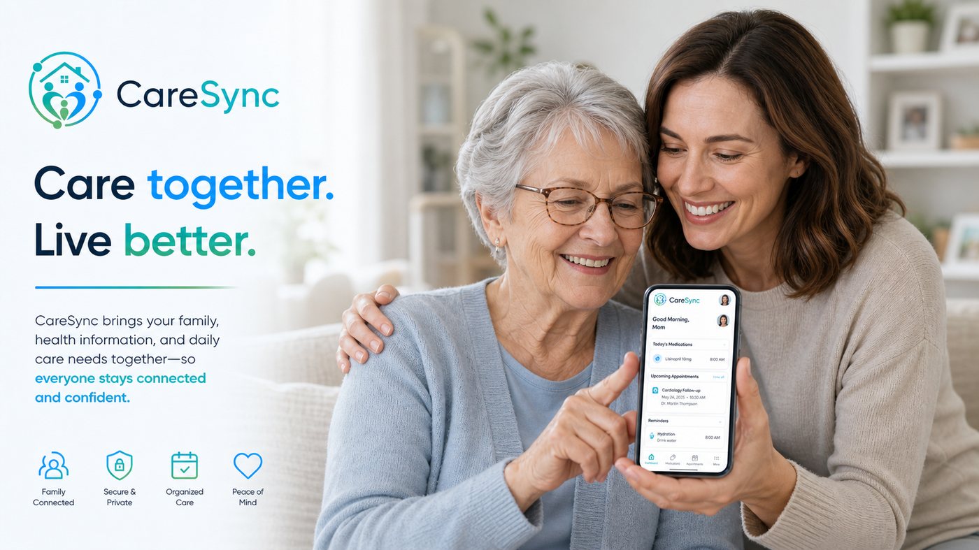 Family reviewing CareSync dashboard together