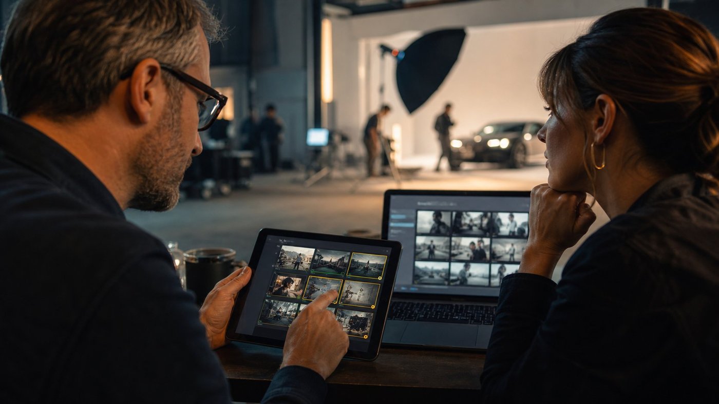 Stakeholder reviewing footage on tablet