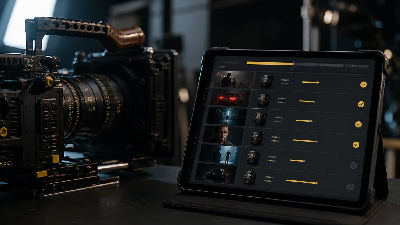 Shot matrix on iPad next to cinema camera